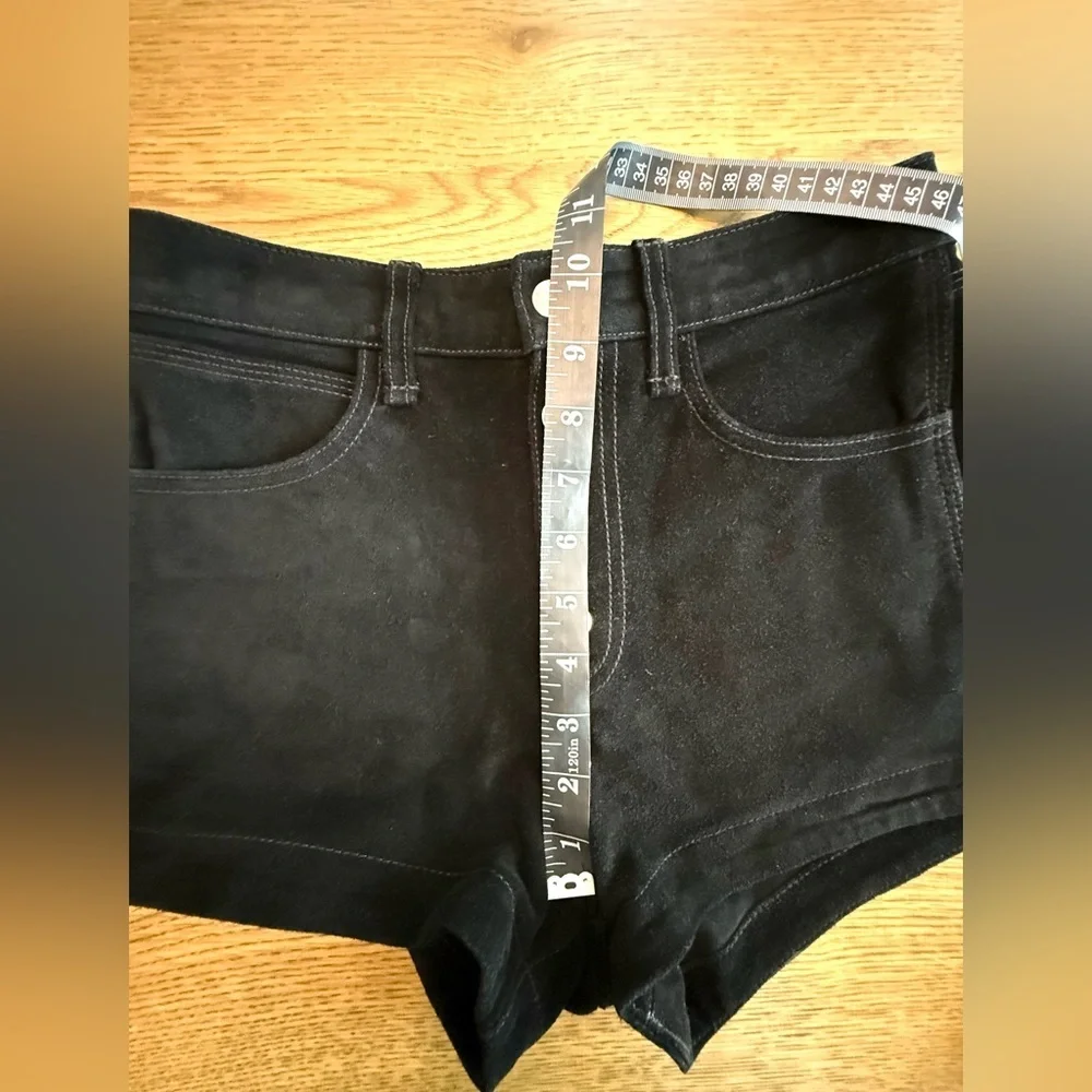 RAG & BONE Lou Short High Waist Black Genuine Suede Button Fly Shorts Size 24